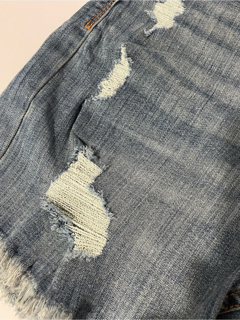 Indigo Rein Mid- Rise Distressed Blue Denim Shorts - Picture 8 of 12